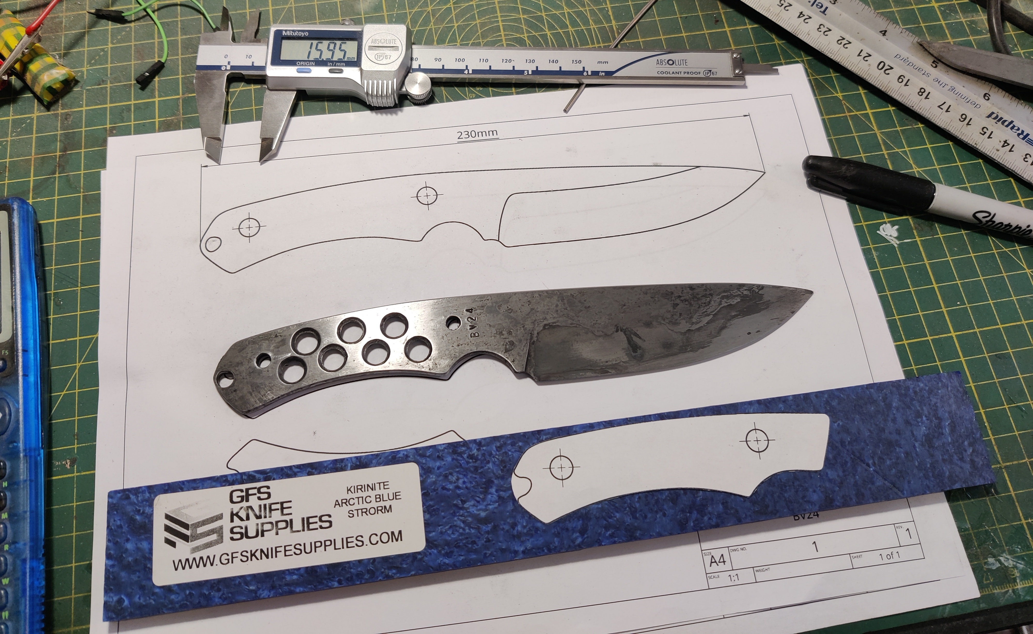 a photo of a completed knife blade